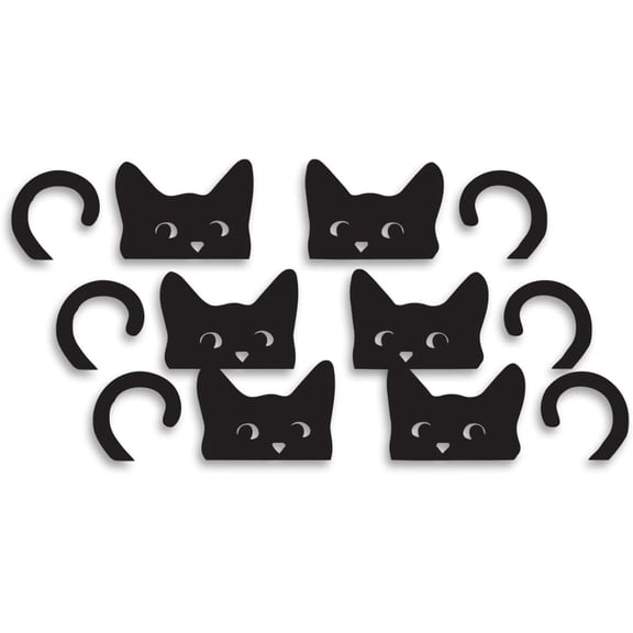 Peeking Cat Car Decal Cute Cartoon Vinyl Sticker 6-Pack for Rearview Mirror, Window, Laptop, Phone Case (1.5" x 1.3")