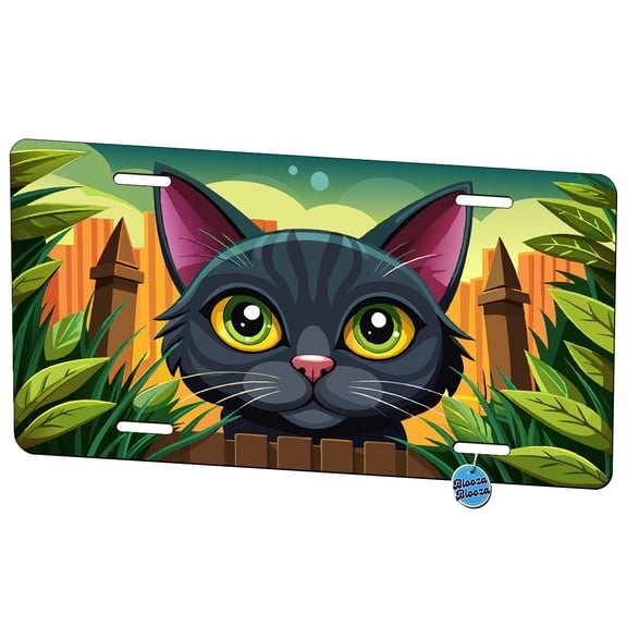 Peeking Cat Gray Metal Novelty License Plate