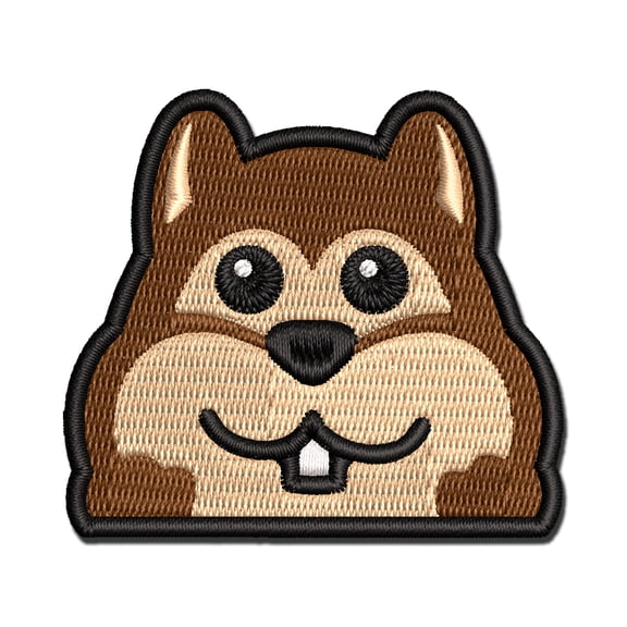 Peeking Chipmunk Applique Multi-Color Embroidered Iron-On Patch - 2.0 Inch Mini