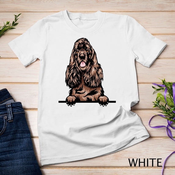 Peeking Chocolate Cocker Spaniel Dog Unisex T-shirt - Walmart.com