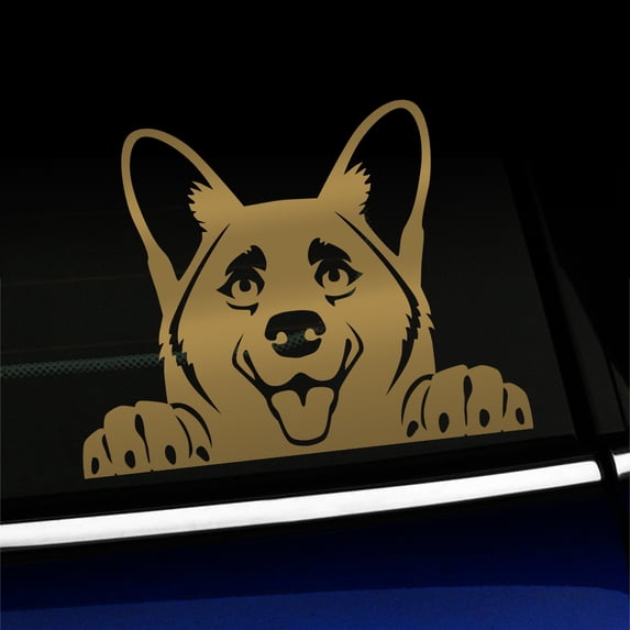 Peeking Corgi - Vinyl Car Decal - Choose Color - [GOLD]