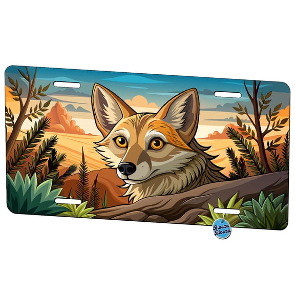 Peeking Coyote Metal Novelty License Plate