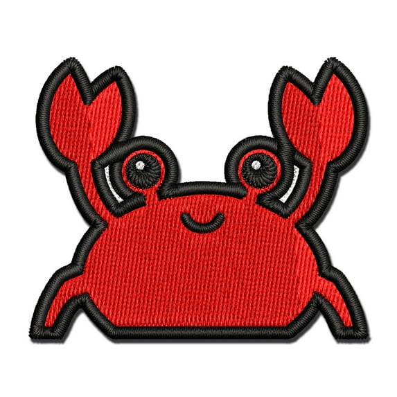 Peeking Crab Applique Multi-Color Embroidered Iron-On Patch - 3.5 Inch Large