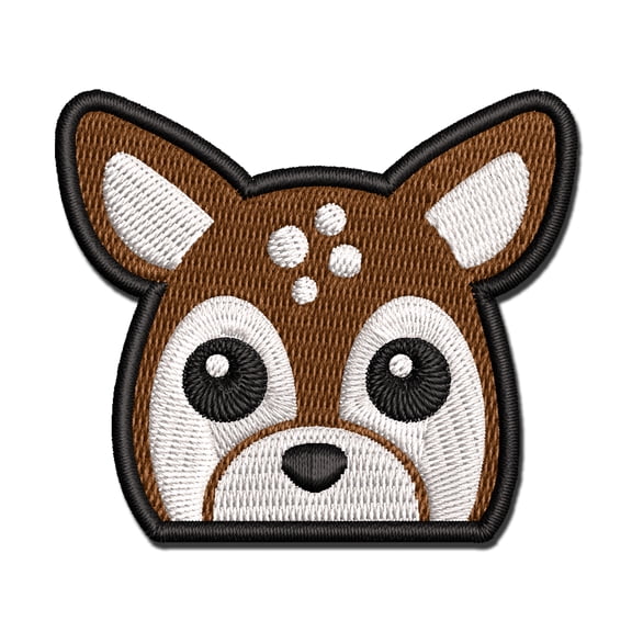 Peeking Deer Applique Multi-Color Embroidered Iron-On Patch - 2.0 Inch Mini