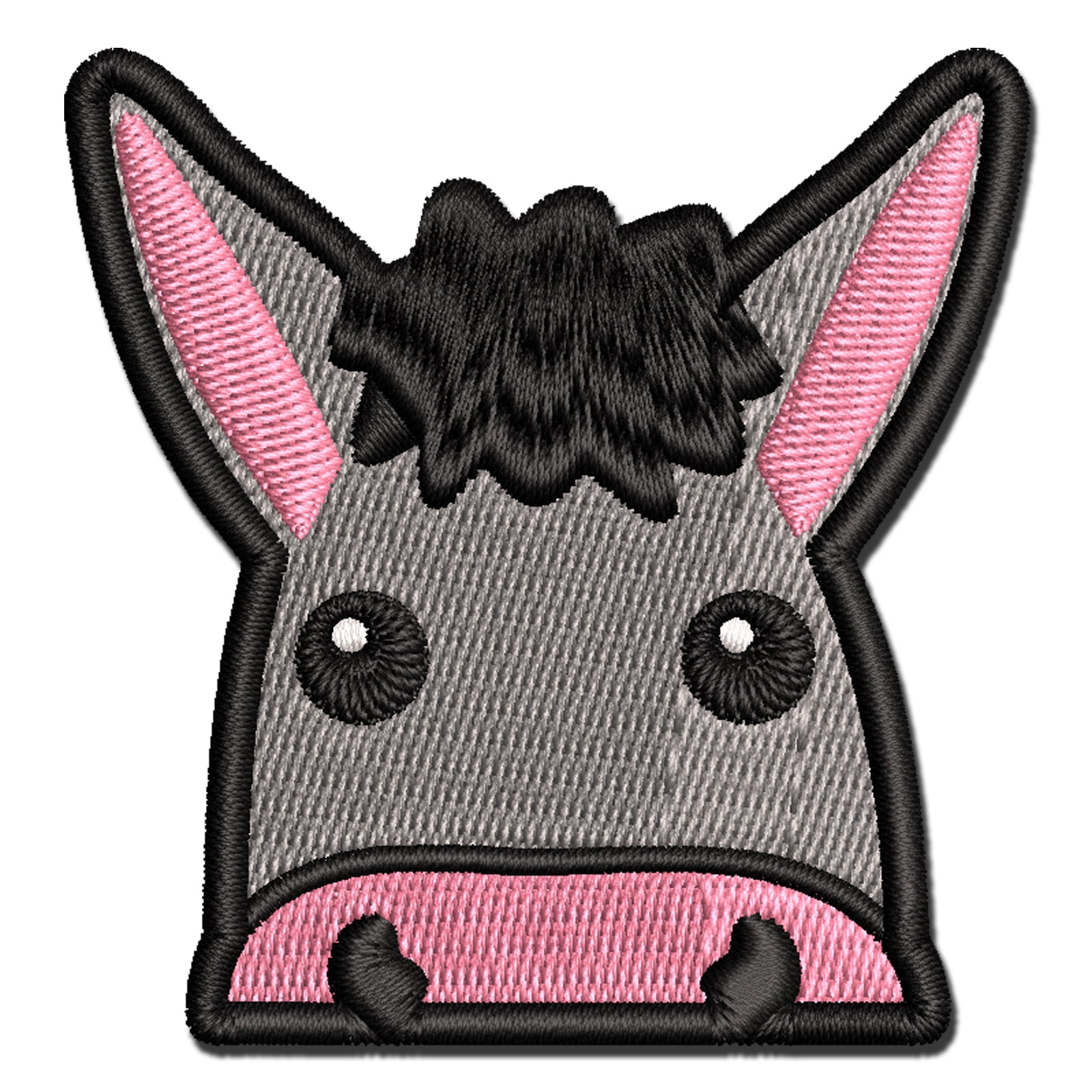 Peeking Donkey Applique Multi-Color Embroidered Iron-On Patch - 3.5 Inch Large