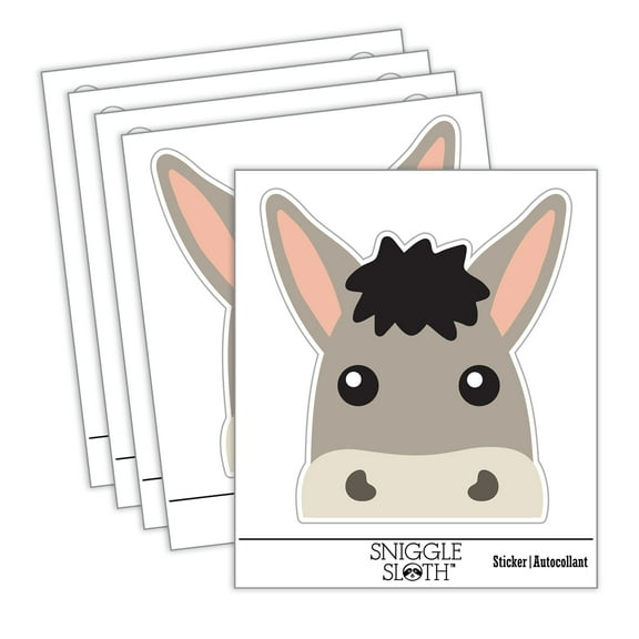 Peeking Donkey Car Window Bumper Water Bottle Phone Tablet Laptop Waterproof Vinyl Decal Sticker Set 5-Pack - Gloss Finish - 4.0"