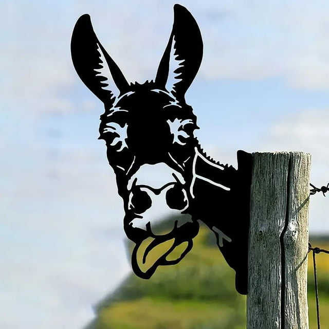 Peeking Donkey Metal Art Farm Watching Donkey Ornament Wall Art Metal