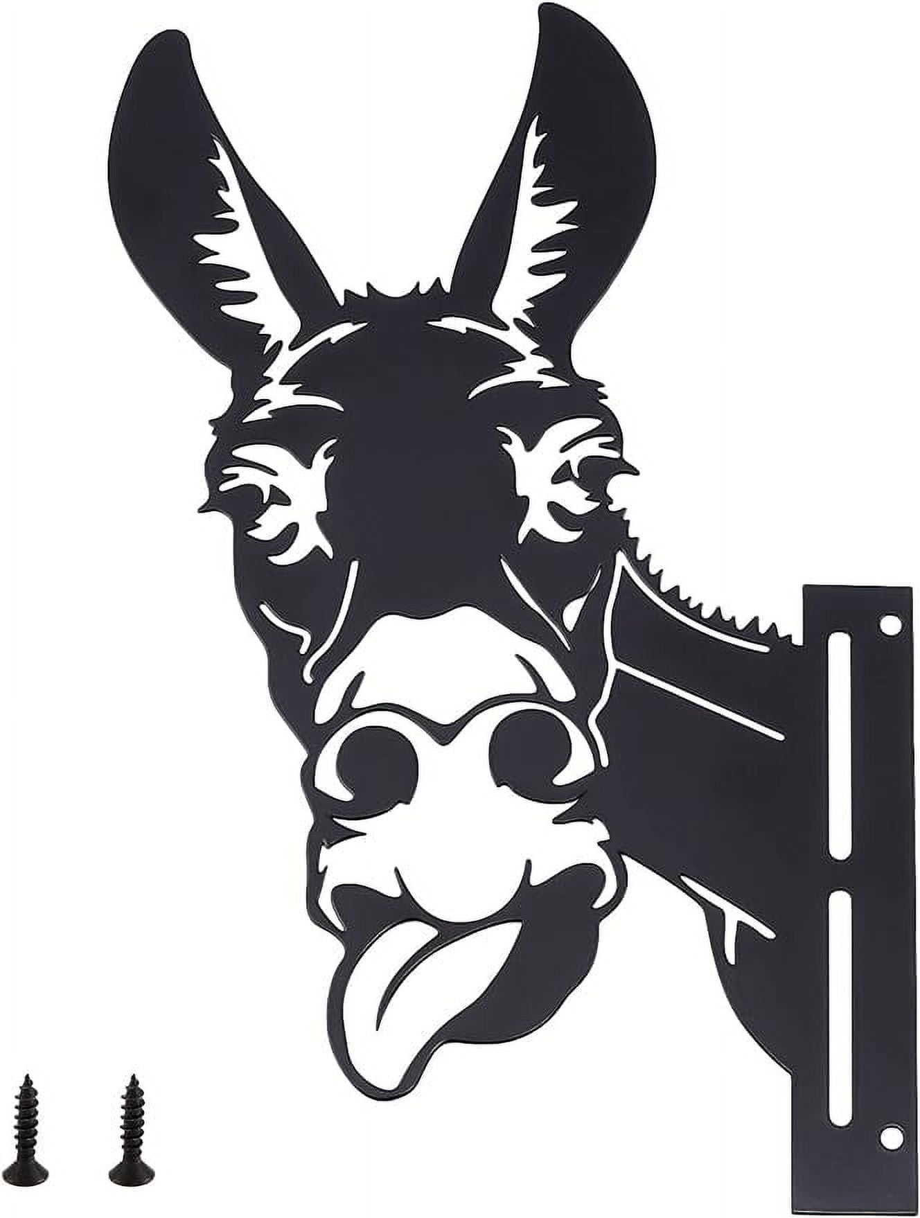 Peeking Donkey Metal Art Farm Watching Donkey Ornament Wall Art Metal