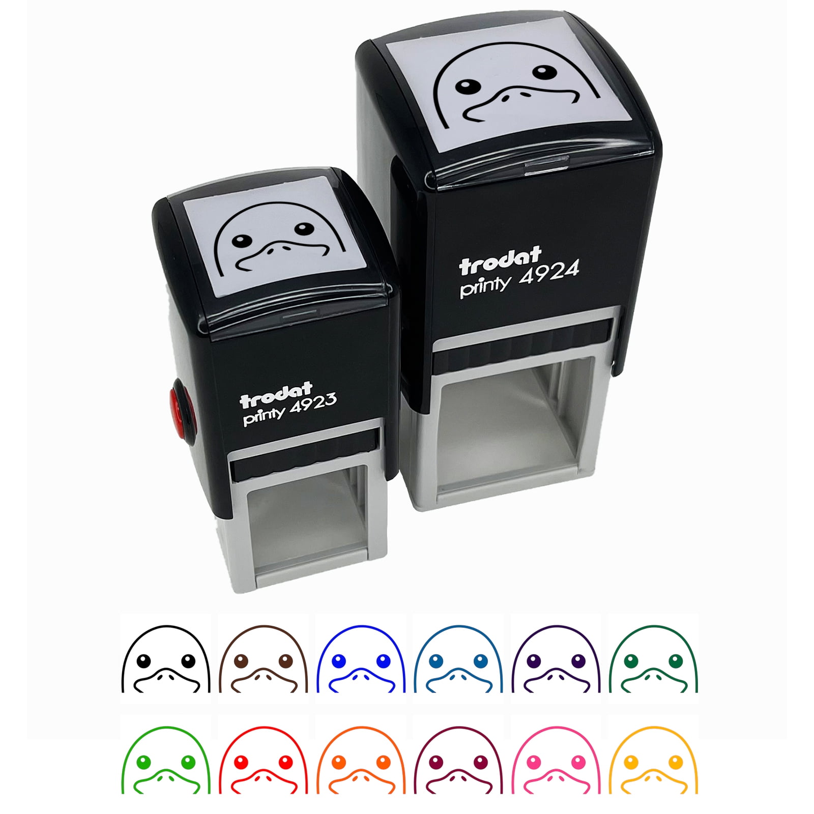 Peeking Duck Goose Self-Inking Rubber Stamp Ink Stamper - Brown Ink - Small 1 Inch