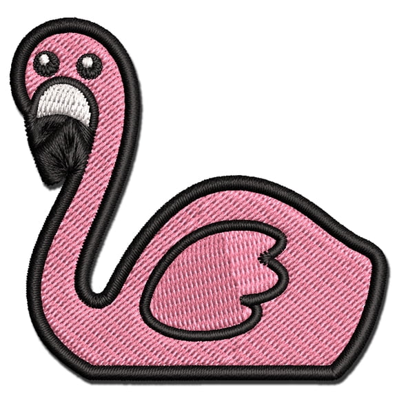 Peeking Flamingo Applique Multi-Color Embroidered Hook & Loop Patch - 2.0 Inch Mini