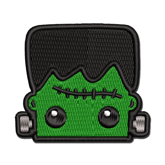 Peeking Frankenstein Halloween Applique Multi-Color Embroidered Hook & Loop Patch - 2.0 Inch Mini