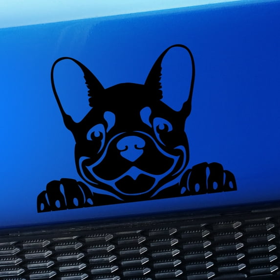 Peeking Frenchy - French Bulldog - Vinyl Car Decal - Choose Color - [BLACK]