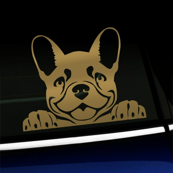Peeking Frenchy - French Bulldog - Vinyl Car Decal - Choose Color - [GOLD]
