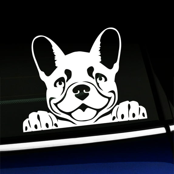 Peeking Frenchy - French Bulldog - Vinyl Car Decal - Choose Color - [WHITE]