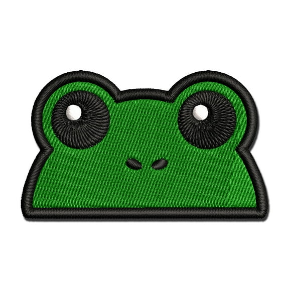 Peeking Frog Applique Multi-Color Embroidered Iron-On Patch - 2.0 Inch Mini
