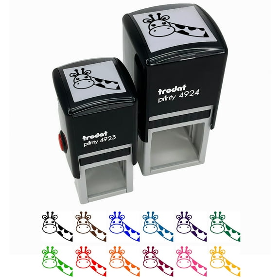 Peeking Giraffe Self-Inking Rubber Stamp Ink Stamper - Green Ink - Small 1 Inch