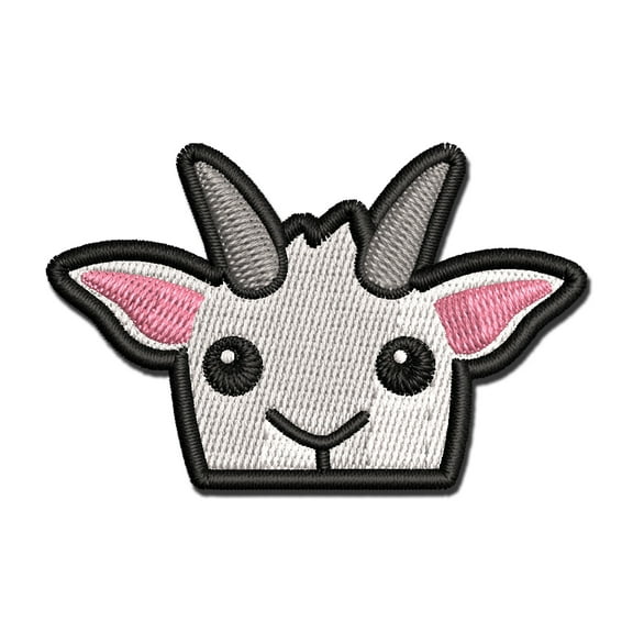 Peeking Goat Applique Multi-Color Embroidered Iron-On Patch - 2.0 Inch Mini