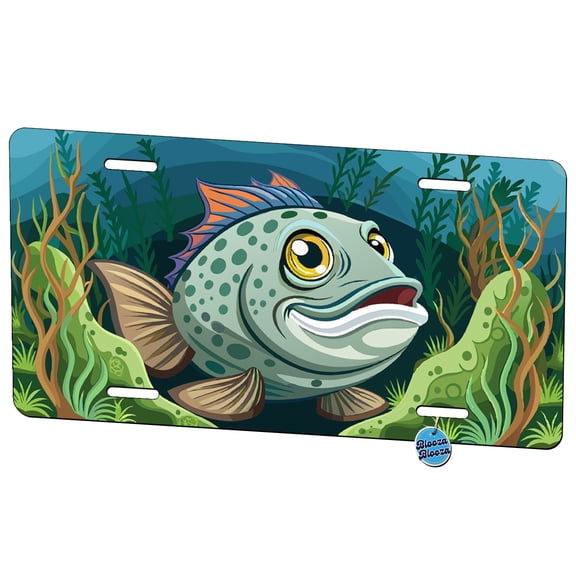 Peeking Halibut Fish Metal Novelty License Plate