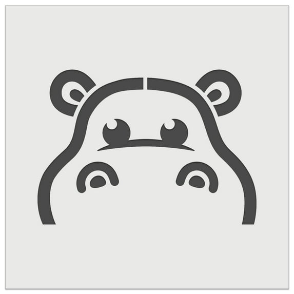 Peeking Hippopotamus DIY Cookie Wall Craft Stencil - 4.5 Inch