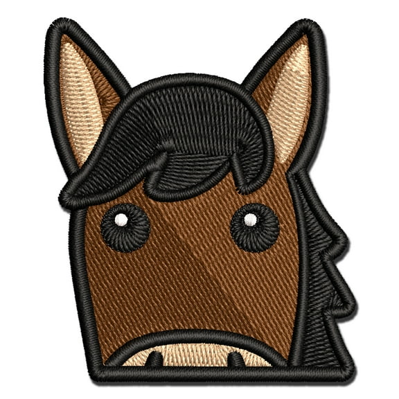 Peeking Horse Applique Multi-Color Embroidered Iron-On Patch - 3 Inch Medium