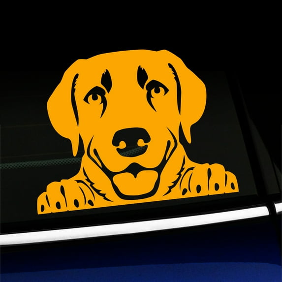 Peeking Labrador Retriever - Vinyl Car Decal - Choose Color - [GOLDEN YELLOW]