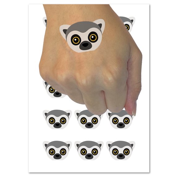 Peeking Lemur Water Resistant Temporary Tattoo Set Fake Body Art Collection - 54 1" Tattoos (1 Sheet)