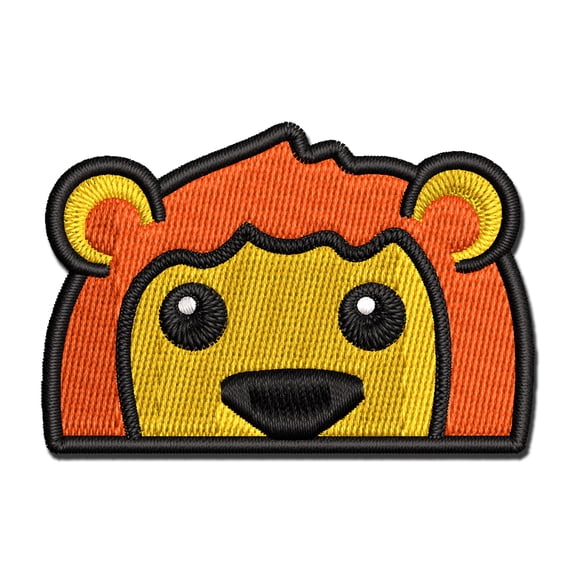 Peeking Lion Applique Multi-Color Embroidered Hook & Loop Patch - 3 Inch Medium