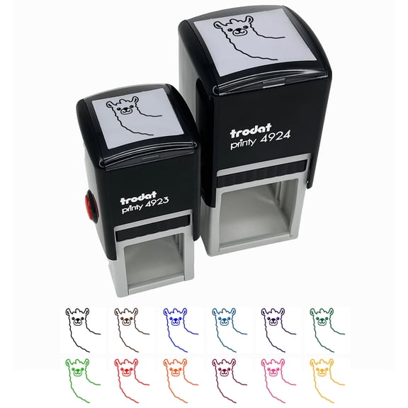 Peeking Llama Self-Inking Rubber Stamp Ink Stamper - Pink Ink - Small 1 Inch