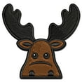 thumbnail image 1 of Peeking Moose Applique Multi-Color Embroidered Iron-On Patch - 2.0 Inch Mini, 1 of 5