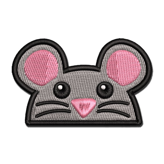Peeking Mouse Applique Multi-Color Embroidered Hook & Loop Patch - 3 Inch Medium