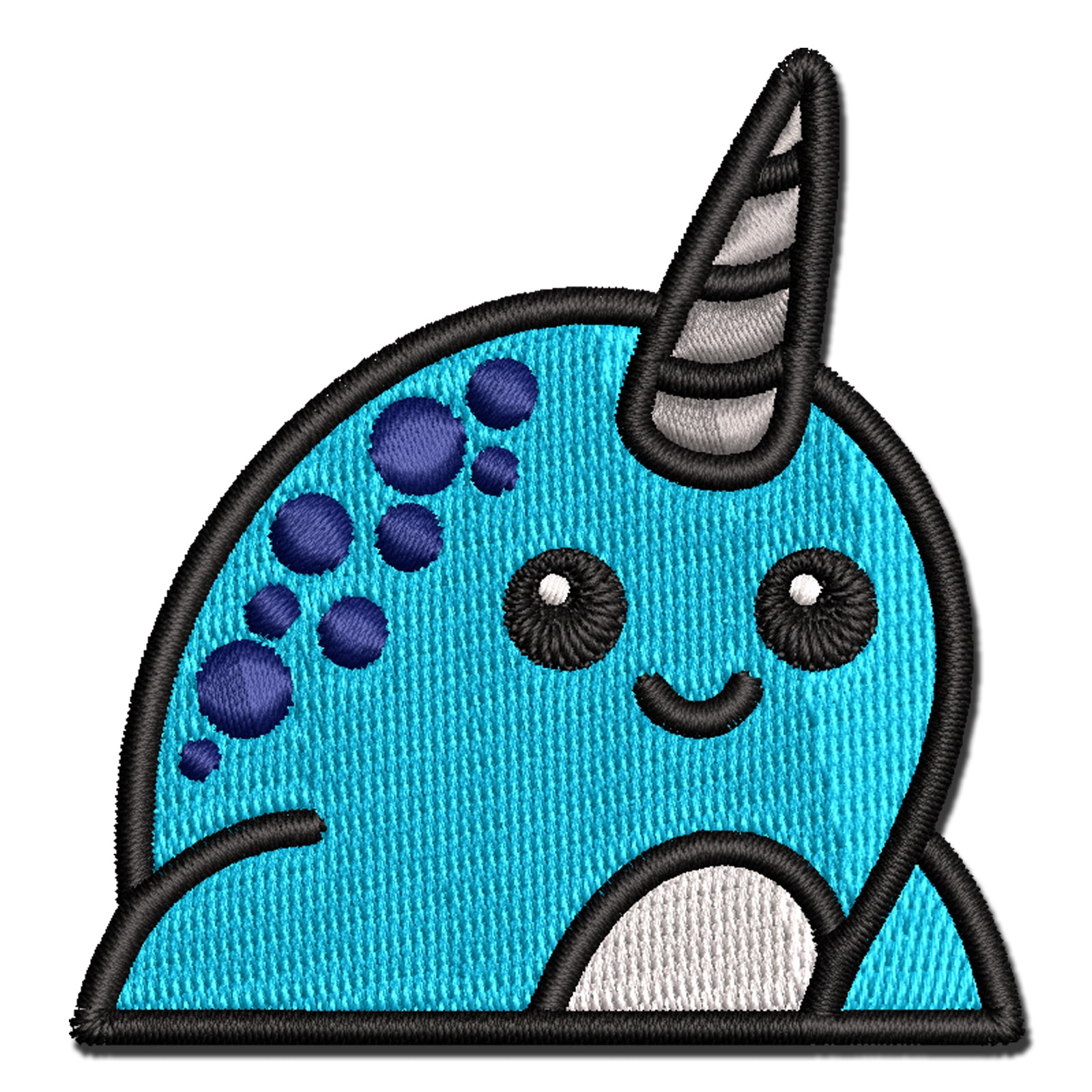 Peeking Narwhal Applique Multi-Color Embroidered Iron-On Patch - 3.5 Inch Large