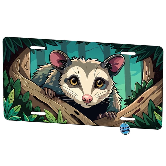 Peeking Opossum Metal Novelty License Plate