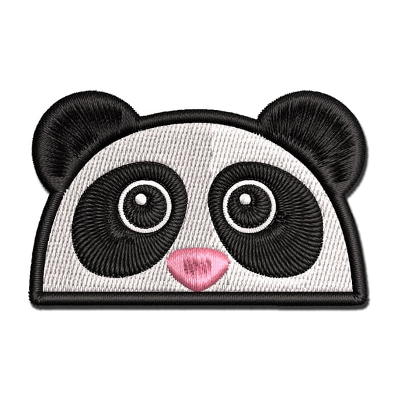 Peeking Panda Applique Multi-Color Embroidered Iron-On Patch - 2.0 Inch Mini