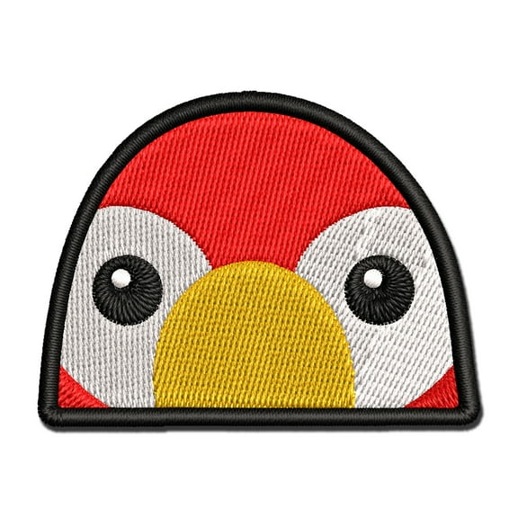 Peeking Parrot Bird Applique Multi-Color Embroidered Iron-On Patch - 2.0 Inch Mini