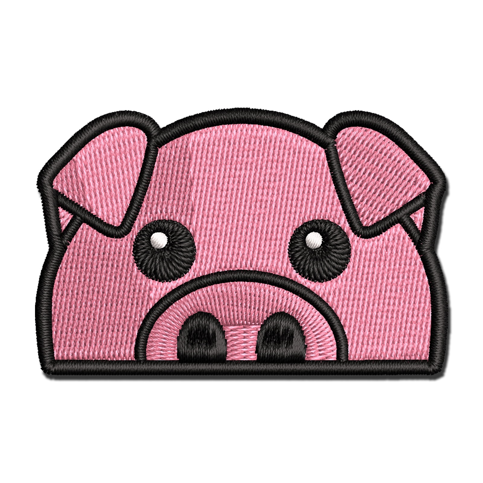 Peeking Pig Applique Multi-Color Embroidered Iron-On Patch - 3.5 Inch Large