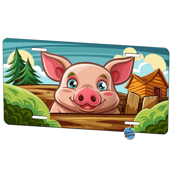 Peeking Pig Farm Metal Novelty License Plate