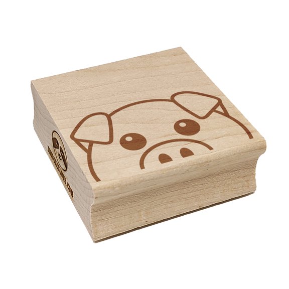 Peeking Pig Square Rubber Stamp Stamping Scrapbooking Crafting - Large 2.75in