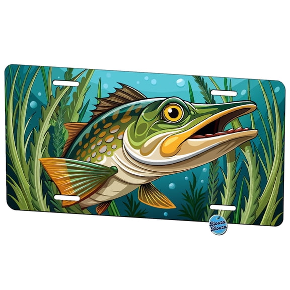 Peeking Pike Fish Metal Novelty License Plate