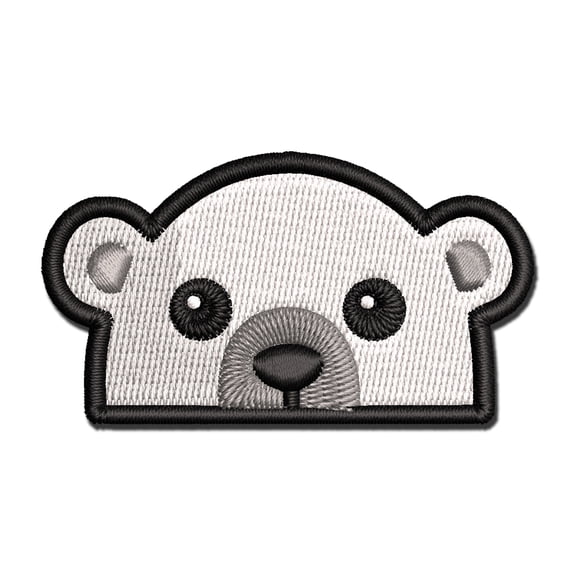 Peeking Polar Bear Applique Multi-Color Embroidered Iron-On Patch - 2.0 Inch Mini