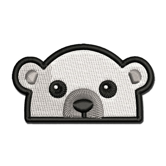 Peeking Polar Bear Applique Multi-Color Embroidered Iron-On Patch - 3 Inch Medium