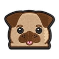 thumbnail image 1 of Peeking Pug Dog Applique Multi-Color Embroidered Hook & Loop Patch - 2.5 Inch Small, 1 of 5
