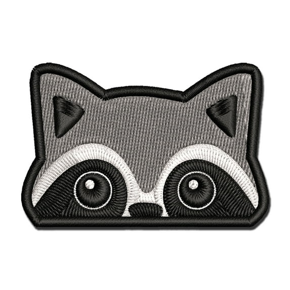 Peeking Raccoon Applique Multi-Color Embroidered Iron-On Patch - 2.5 Inch Small