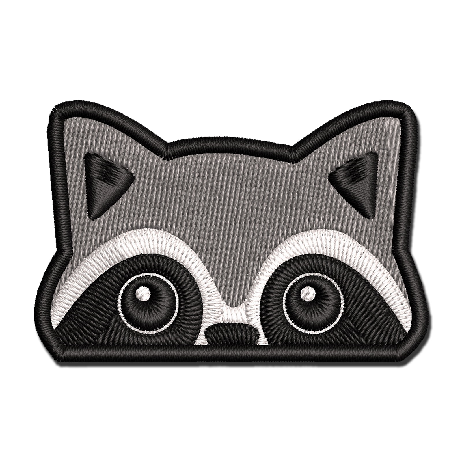 Peeking Raccoon Applique Multi-Color Embroidered Iron-On Patch - 3.5 Inch Large