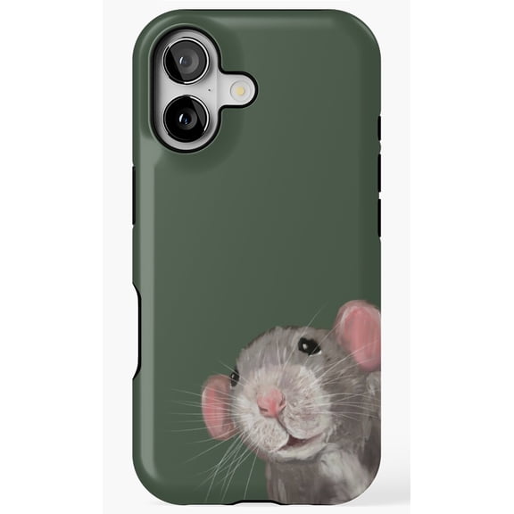 Peeking Rat Green Cute Rodent Animal Illustration Phone Case for iPhone 17 16 15 14 13 12 11 Pro Max
