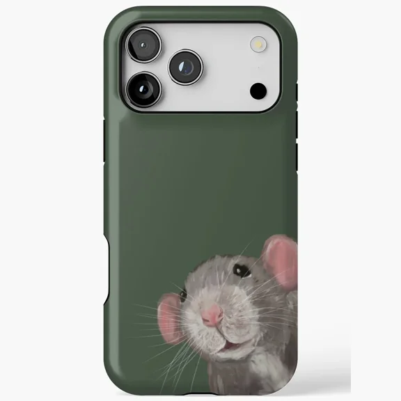 Peeking Rat Green Funny Rodent Animal Humor Graphic Case for iPhone 11 12 13 14 15 16 17 Pro Max