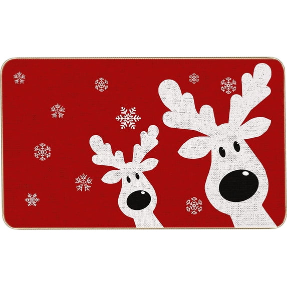 Peeking Reindeer Christmas Doormat Outdoor Entrance Red Christmas Rugs for Outdoor Welcome Mats for Front Door, Indoor Christmas Mat Non Slip Doormat Indoor or Outdoor for Home Decor, 30 X 17 Inch
