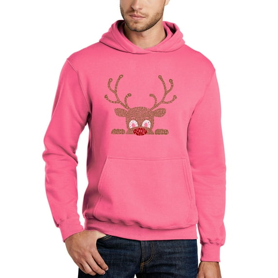 Peeking Reindeer - Men's Word Art Hooded Sweatshirt