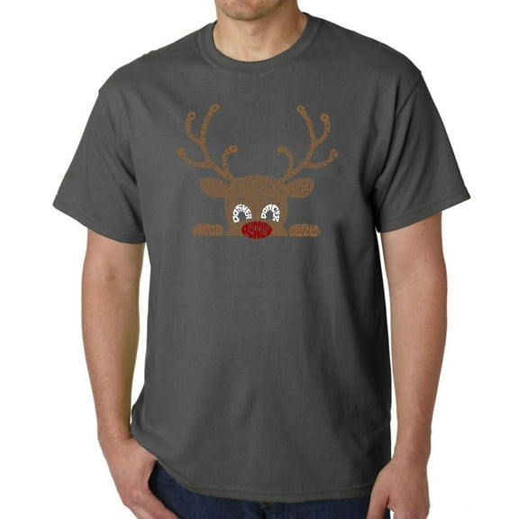 Peeking Reindeer - Men's Word Art T-Shirt
