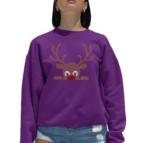 Peeking Reindeer - Women's Word Art Crewneck Sweatshirt