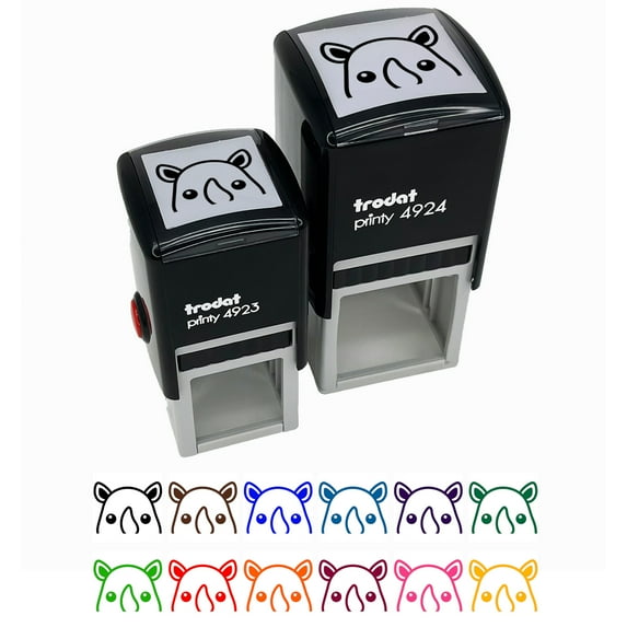Peeking Rhino Self-Inking Rubber Stamp Ink Stamper - Green Ink - Small 1 Inch
